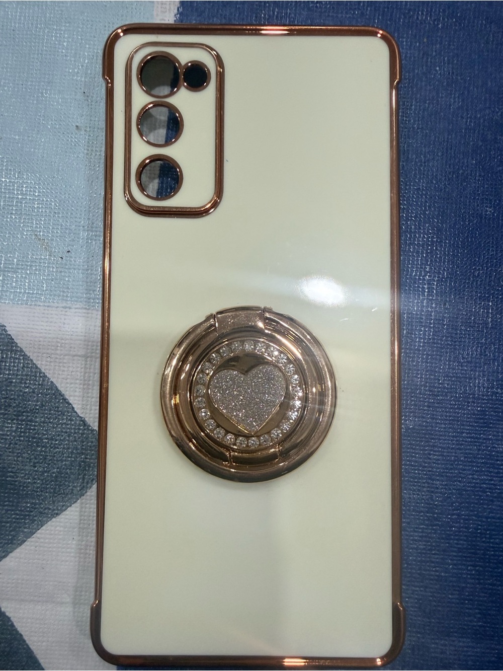 Luxury Cream Phone Case with Rose Gold Ring Grip